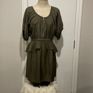 Rebecca Taylor olive green silk dress